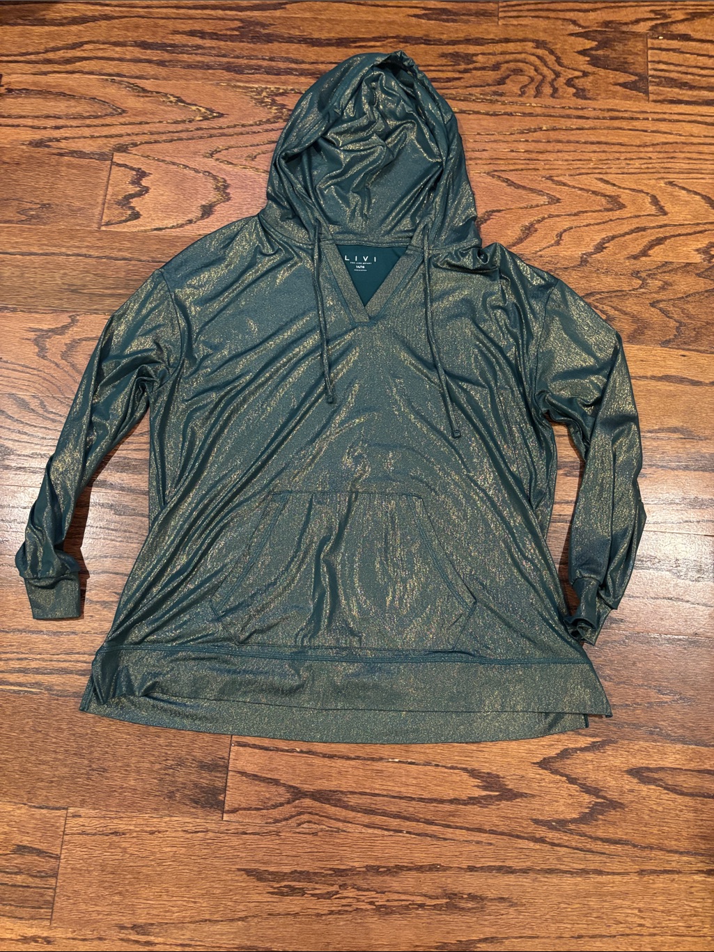 Livi Active Shimmery Olive Green Hoodie